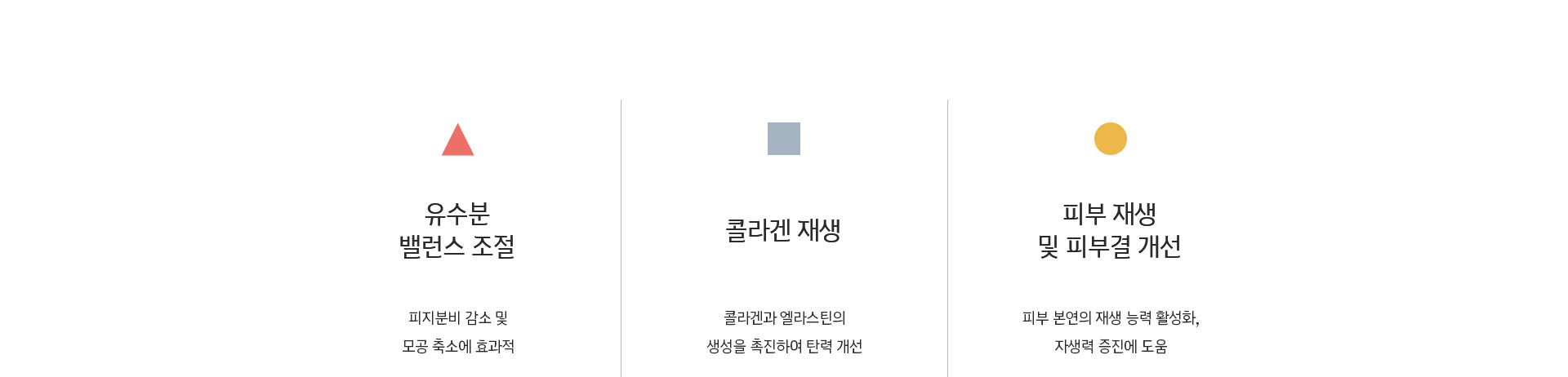 유수분 밸런스 조절, 콜라겐 재생, 피부 재생 및 피부결 개선
