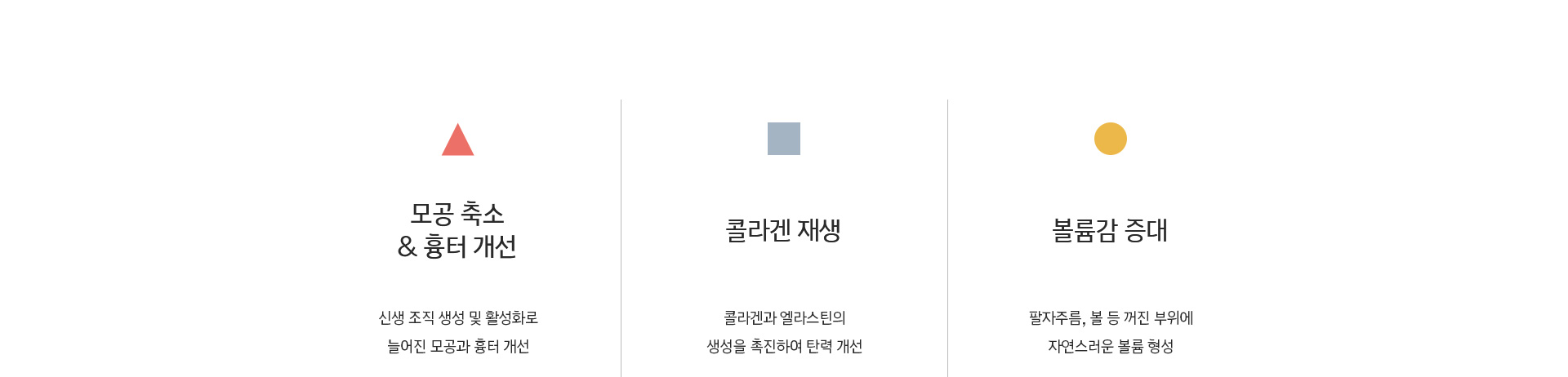 모공 축소 & 흉터 개선, 콜라겐 재생, 볼륨감 증대