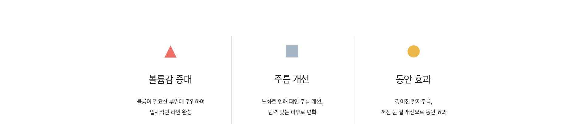 볼륨감 증대, 주름 개선, 동안 효과